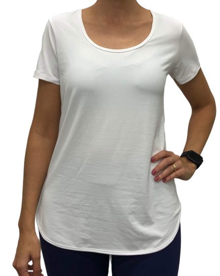 BLUSA FITNESS FEMININA COM DETALHE NAS COSTAS BRANCA - Imagem 3