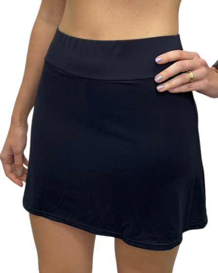 Shorts-Saia Feminino com bolso interno e cós largo preto - Imagem 2