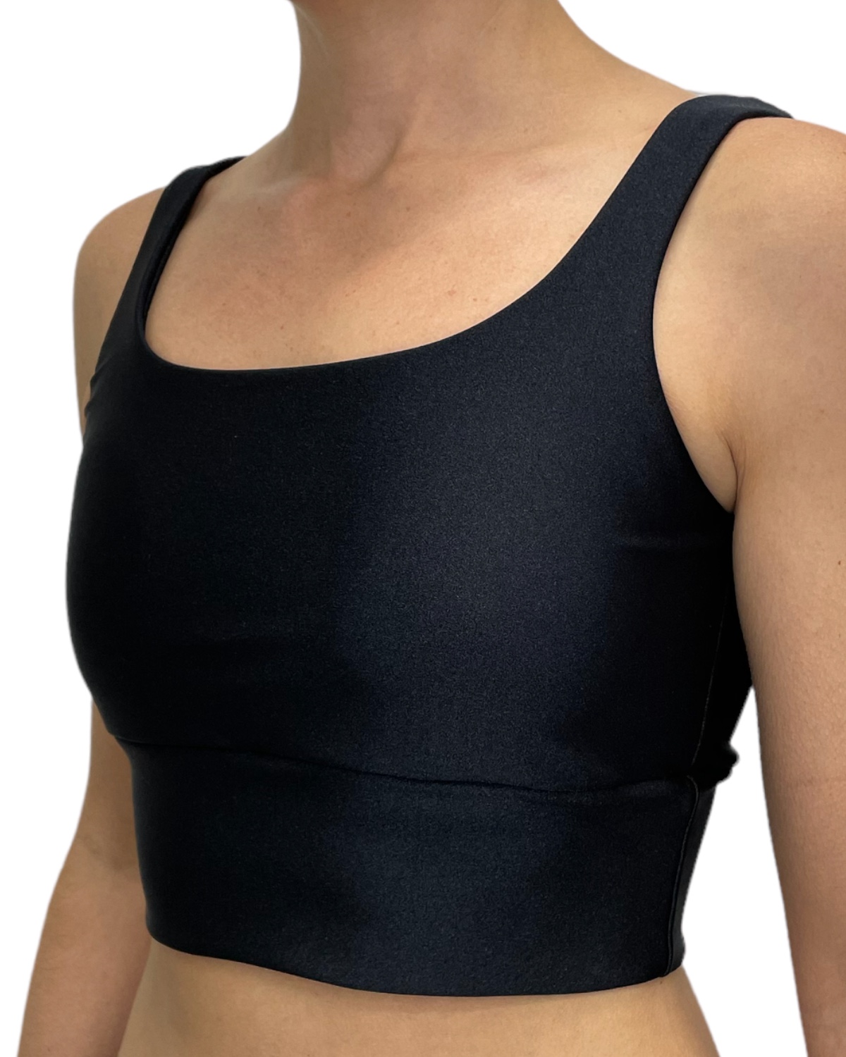 Top Regata Feminino Com Cós Alongado Alças Grossas e Bojo removível Preto - Imagem 2