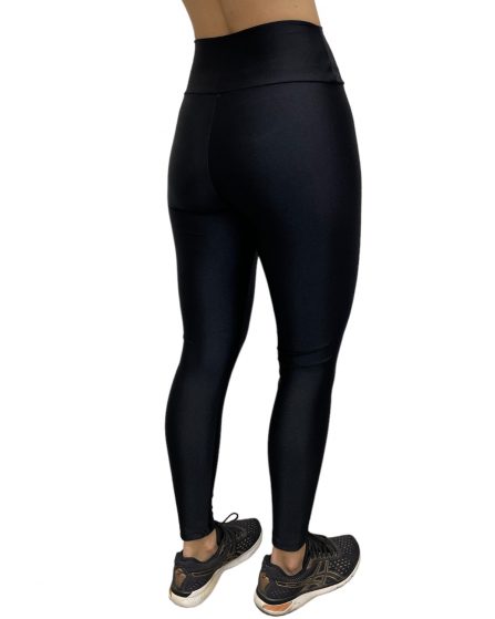 Calça Feminina Legging básica com cós largo Preta - Imagem 4