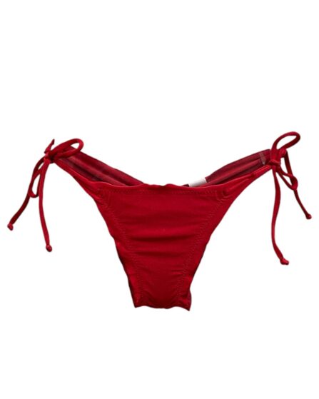 Tanga de biquíni babadinho empina bumbum e laços laterais Trilobal Lisos - Imagem 5
