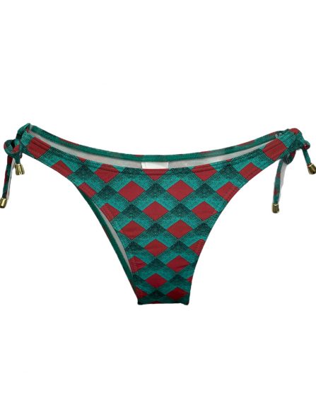Tanga de biquíni com laço na lateral Chess verde