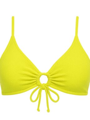 Top de biquíni com amarração de laço frontal textura citrine