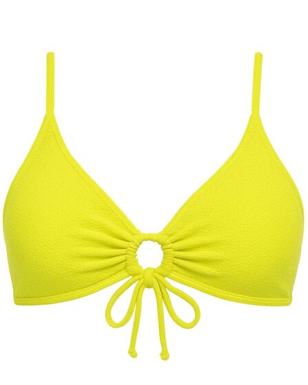 Top de biquíni com amarração de laço frontal textura citrine