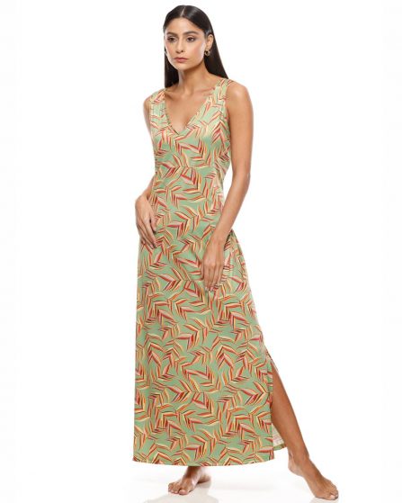 Vestido longo com decote V Jurerê