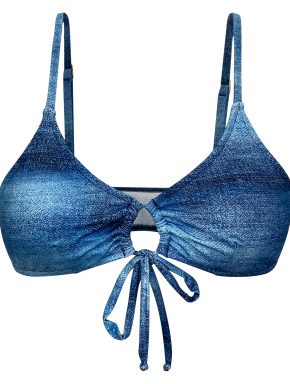 Top de biquíni com amarração e bojo removível Jeans
