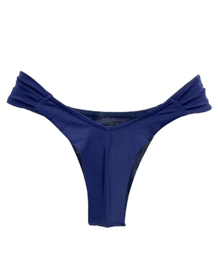 Tanga de biquíni fio com lateral drapeada lisa - Imagem 4