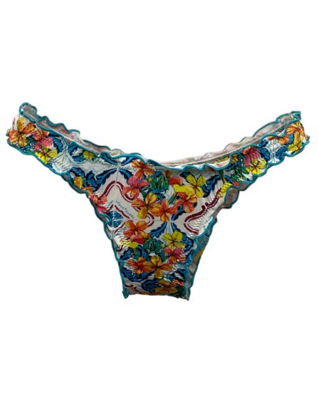 Tanga de biquíni com babadinho Azulejo