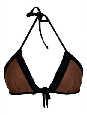 Top de biquíni cortininha fixo com bojo removível trilobal liso Preto