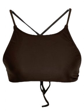 Top de biquíni modelo cropped sem bojo liso