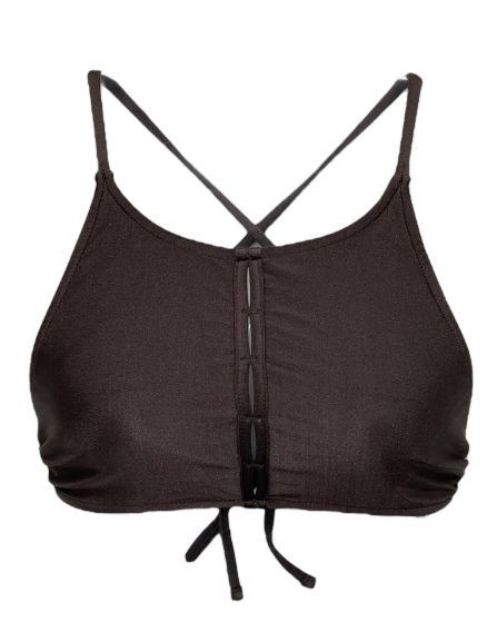 Top de biquíni modelo cropped com detalhe frontal sem bojo liso