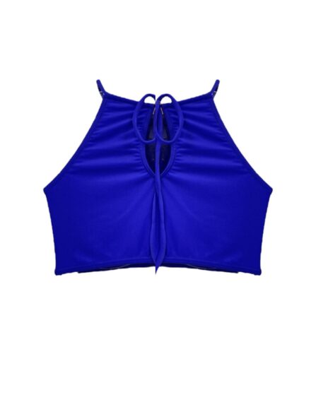 Top de biquíni cropped com bojo removível liso - Imagem 2