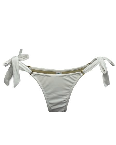 Tanga de biquíni com amarração lateral e detalhe de argolinha dourada Lisa