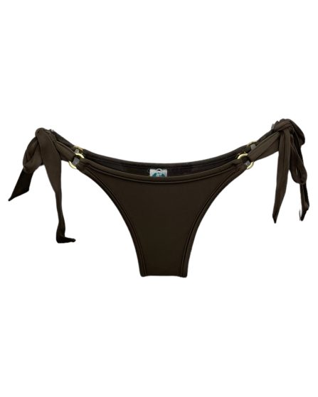 Tanga de biquíni com amarração lateral e detalhe de argolinha dourada Lisa - Imagem 2