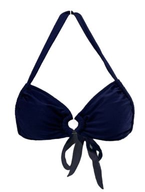 Top de biquíni com argola e bojo removível liso