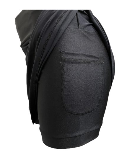 Saia shorts fitness com bolso interno e cós largo preta - Imagem 4