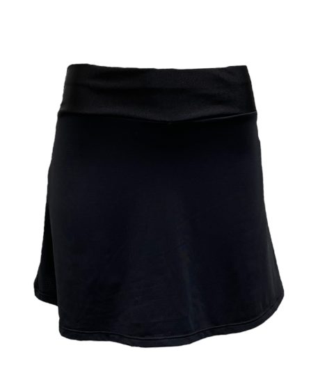 Saia shorts fitness com bolso interno e cós largo preta