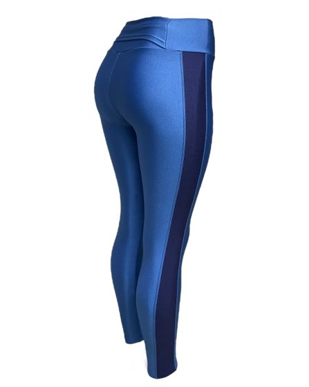Calça Fitness feminina Legging com faixa lateral e bolso trilobal náutico - Imagem 3