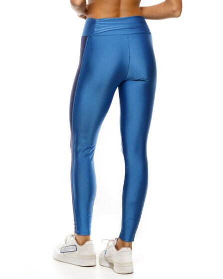 Calça Fitness feminina Legging com faixa lateral e bolso trilobal náutico - Imagem 2