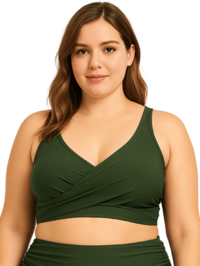 Top de Biquíni plus size com transpasse frontal Cores