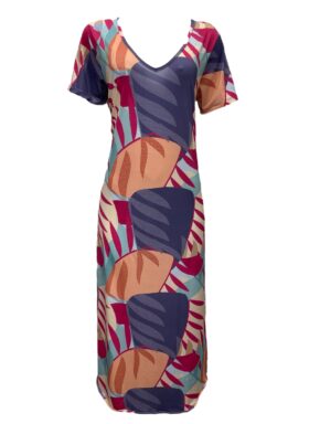 Vestido midi com decote V e mangas curtas Twist 386