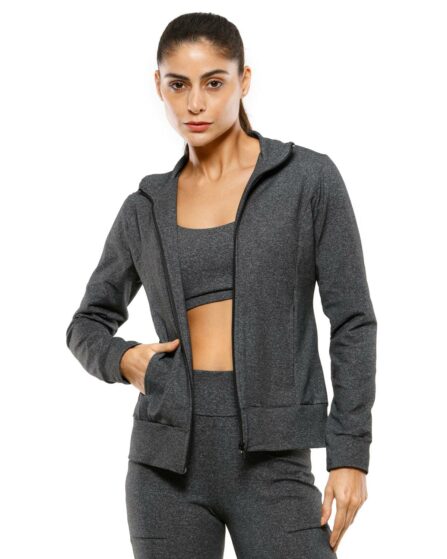 Jaqueta Fitness Com Gola e Bolsos cor Mescla - Imagem 2
