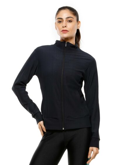 Jaqueta Fitness com Gola e Bolsos Cores