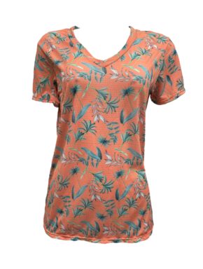CAMISETA FEMININA MANGA CURTA DECOTE V Fresh Coral