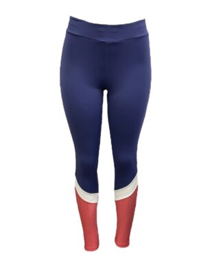 Calça Legging Feminina com Detalhe na Barra Marinho e Salmão