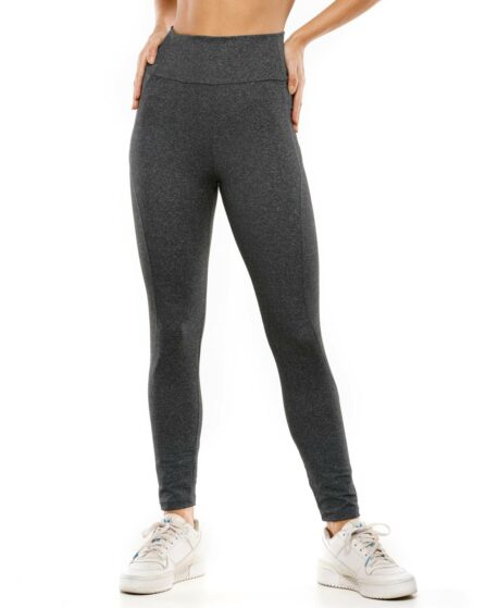 Calça Legging feminina Fitness com cós largo Mescla