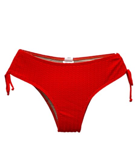 Tanga de biquíni  detalhe franzido na lateral textura Laranja