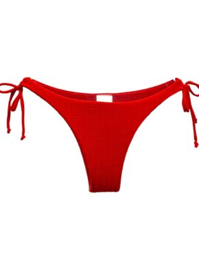 Tanga de Biquíni com Lateral Estreita com Amarração Textura Laranja