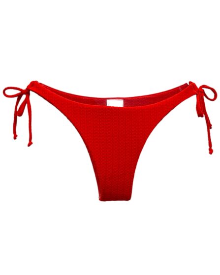 Tanga de Biquíni com Lateral Estreita com Amarração Textura Laranja