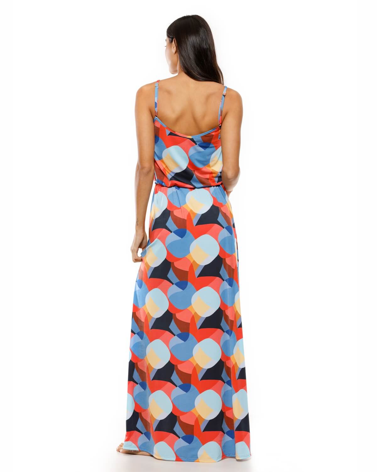 Vestido Longo Alça fina cintura ajustável Positano - Imagem 2