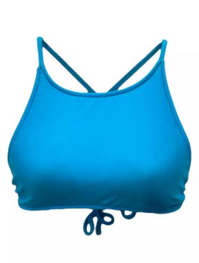 Top de biquíni cropped com bojo removível liso