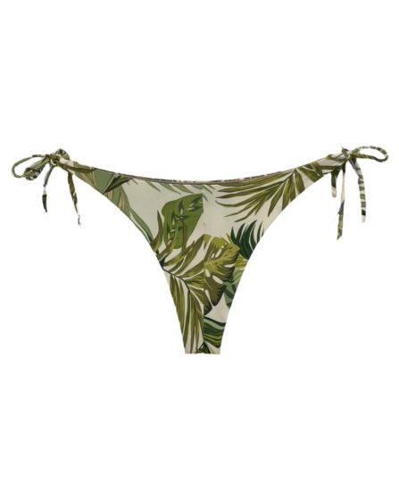 Tanga de biquíni amarração lateral argolinha dourada Leaves