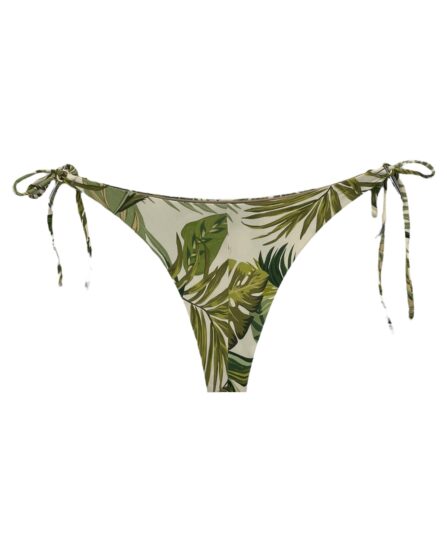 Tanga de biquíni amarração lateral argolinha dourada Leaves - Imagem 2