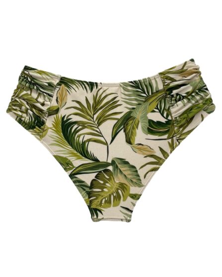 Tanga de Biquíni Cós Alto com Lateral Drapeada Leaves - Imagem 2