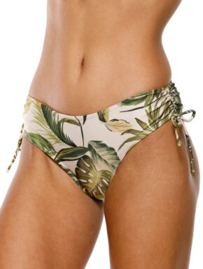 Tanga de Biquíni com Franzido Lateral Leaves