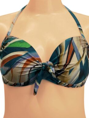 Top de biquíni meia taça com bojo e laço frontal Plus Size Est 335