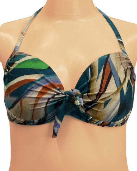 Top de biquíni meia taça com bojo e laço frontal Plus Size Est 335