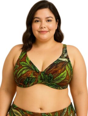 Top de Biquíni camiseta com detalhe frontal Plus Size Ilha Bela