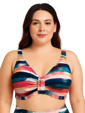 Top de Biquíni camiseta com detalhe frontal Plus Size Playa