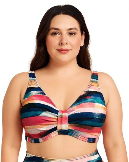 Top de Biquíni camiseta com detalhe frontal Plus Size Playa