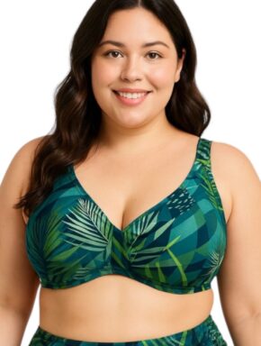 Top de Biquíni camiseta com detalhe frontal Plus Size Planes