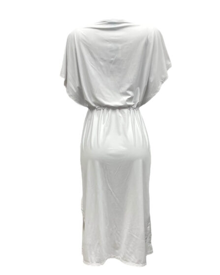 Vestido com Amarração e abertura Lateral mídi Branco - Imagem 3