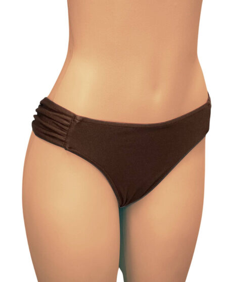 Tanga de biquíni lateral drapeado Cappuccino - Imagem 3