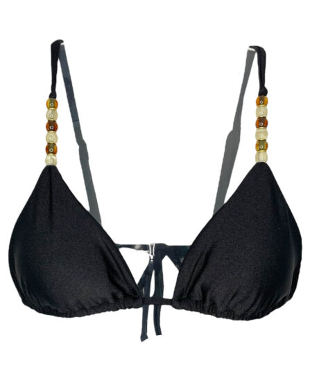 Top de Biquíni cortininha Beads Preto