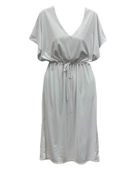 Vestido com Amarração e abertura Lateral mídi Branco