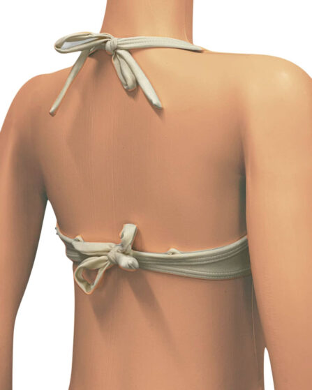 Top de biquíni Meia taça com laço Off White - Imagem 3